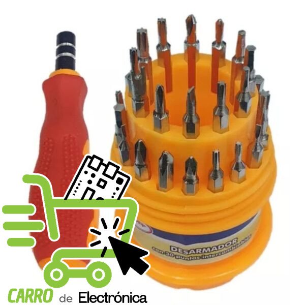 KIT DE DESARMADOR CON 30 PUNTAS INTERCAMBIABLES