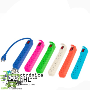 BARRA MULTICONTACTO CON 6 ENTRADAS (COLORES)