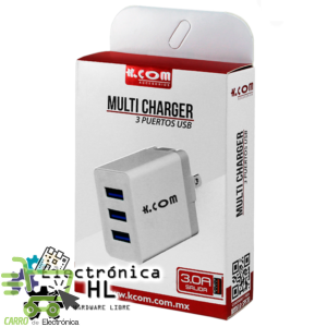 CARGADOR USB 3 PUERTOS 3A