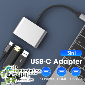 Alternative view of ADAPTADOR USB TIPO C A HDMI, USB 3.0 Y TIPO C