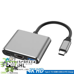 ADAPTADOR USB TIPO C A HDMI, USB 3.0 Y TIPO C
