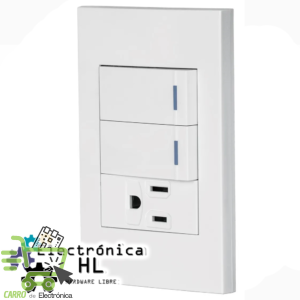 PLACA CON 2 INTERRPTORES SENCILLOS Y 1 CONTACTO ATERRIZADO
