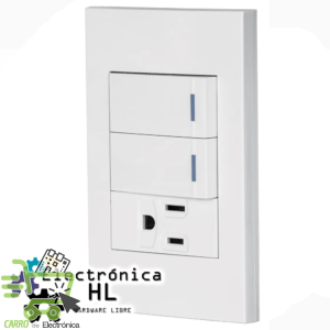 PLACA CON 2 INTERRPTORES SENCILLOS Y 1 CONTACTO ATERRIZADO