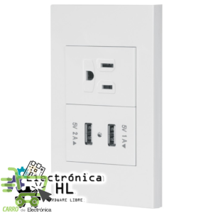 PLACA CON 2 CONTACTOS USB Y UN CONTACTO ATERRIZADO