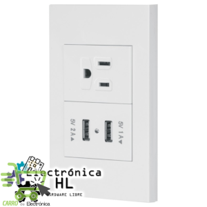 PLACA CON 2 CONTACTOS USB Y UN CONTACTO ATERRIZADO