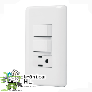 PLACA CON 2 INTERRUPTORES SENCILLOS Y 1 CONTACTO ATERRIZADO