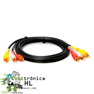 CABLE AUDIO Y VIDEO 3 PLUGS RCA 1.8M REFORZADO (DORADO)