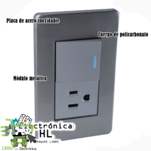 PLACA CON 1 INTERRUPTOR DE ESCALERA Y 1 CONTACTO SENCILLO ATERRIZADO 36MM