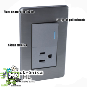 PLACA CON 1 INTERRUPTOR DE ESCALERA Y 1 CONTACTO SENCILLO ATERRIZADO 36MM