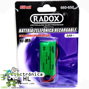 BATERIA TELEFONICA RECARGABLE 2.4V 650MA 2XAAA