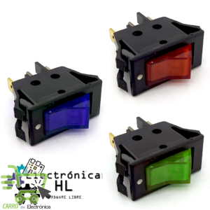 SWITCH BALANCIN CON PILOTO RECTANGULAR 3 PATAS 15A 125V AC