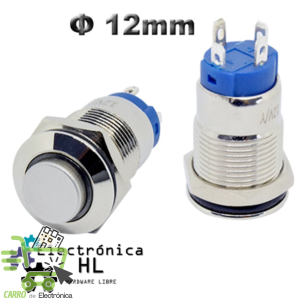 Alternative view of PUSH BUTTON CON ENCLAVE METALICO Y LUZ PILOTO, 12-24V, 12MM