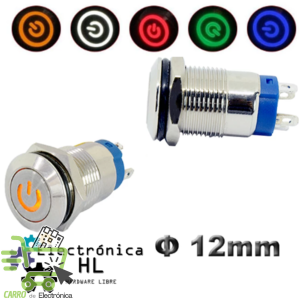 PUSH BUTTON ON OFF CON ENCLAVE METALICO Y LUZ PILOTO, 12-24V