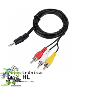 CABLE AUDIO VIDEO 3 PLUG RCA - 1 PLUG ESTEREO 3.5 MM, 1.8M
