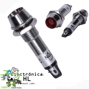 LUZ PILOTO METALICO 10MM ROJO NEON 12V DC