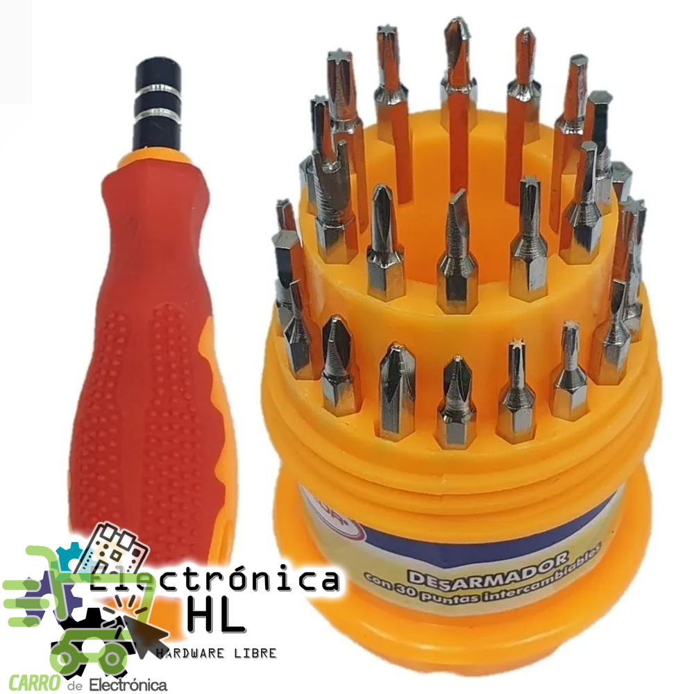 KIT DE DESARMADOR CON 30 PUNTAS INTERCAMBIABLES