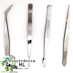 KIT DE 4 PINZAS DE PRECISION DE ACERO INOXIDABLE