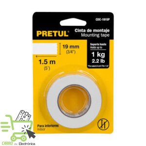 CINTA DOBLE CARA 1.5M, 19MM PRETUL